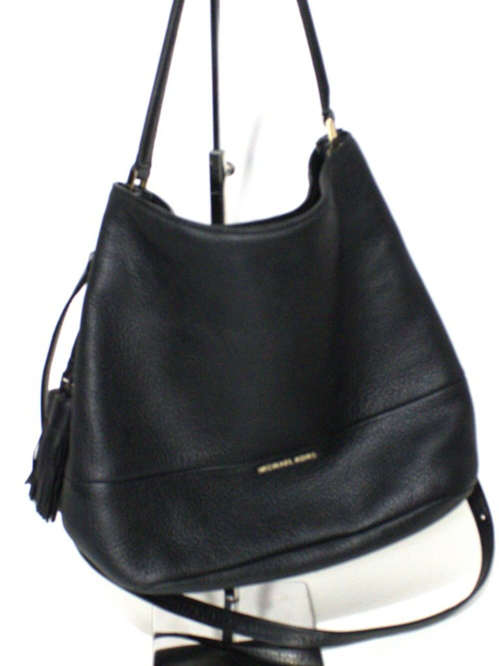 Michael Kors Black Pebbled Leather Hobo Bag with Gold Hardware